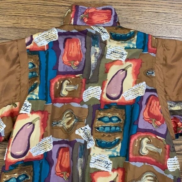 VTG EVR Silk Bomber Jacket Women Small Novelty Print Multi Windbreaker Halloween - Picture 10 of 13